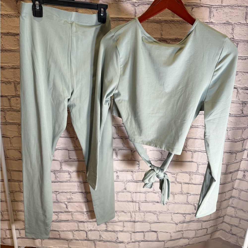 Mint Green Women's Leggings and Top Set